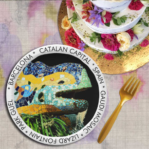Assiettes En Carton Barcelone, Gaudi - Lézard, Espagne (dîner de fête)