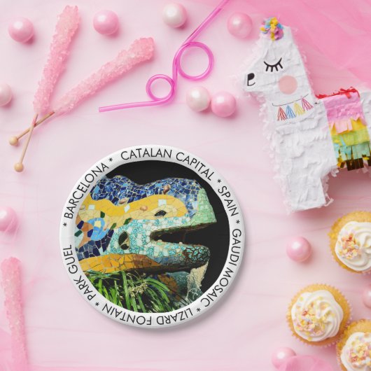 Assiettes En Carton Barcelone, Gaudi - Lézard, Espagne (dîner de fête) (Fête)