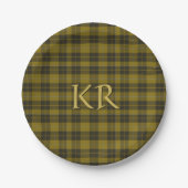 Assiettes En Carton Barclay Tartan avec vos initiales, Scottish Plaid (Devant)