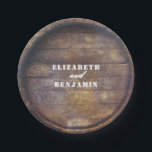 Assiettes En Carton Baril de chêne fond rustique Pays Mariage en bois<br><div class="desc">Vieux bois chêne fond fût rustique mariage campagnard plaques de papier</div>