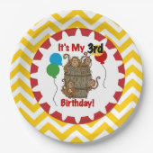 Assiettes En Carton Baril de singes Plaques papier 3e anniversaire (Devant)
