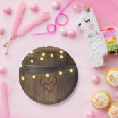 Assiettes En Carton Baril en bois Carved Heart Lights Mariage rustique (Fête)