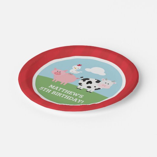 Assiettes En Carton Barnyard Birthday Bash/Party (Angle)