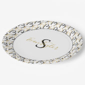 Assiettes En Carton Barre BM Bat mitzvah Plaque papier Elegant Or Noir (Angle)