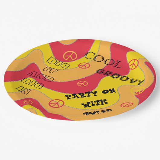 Assiettes En Carton Barre ou Bat mitzvah DIG IN Paper Plate (Angle)