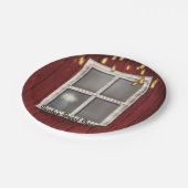 Assiettes En Carton Barre rouge Fenêtre et lumières Mariage campagnard (Angle)