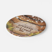 Assiettes En Carton Barre Rustique Bois Chaîne Lumières Tournesols (Angle)