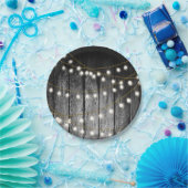 Assiettes En Carton Barre Rustique Noir Bois Or Lumières (Fête)