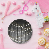 Assiettes En Carton Barre Rustique Noir Bois Or Lumières (Fête)