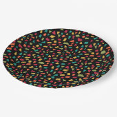 Assiettes En Carton Barres - Couleurs 02 - sur Noir (Angle)