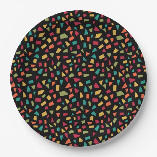 Assiettes En Carton Barres - Couleurs 02 - sur Noir (Devant)