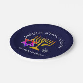 Assiettes En Carton BARUCH ATAH ADONAI | Bénédictions Hanoukka (Angle)