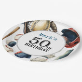 Assiettes En Carton Baseball 50e fête d'anniversaire (Angle)