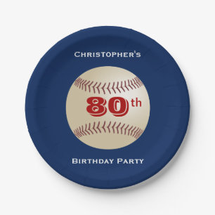 Assiettes En Carton Baseball 80th Birthday Party Blue, Nom,