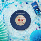 Assiettes En Carton Baseball, 85ème Anniversaire, Nom, Bleu (Fête)