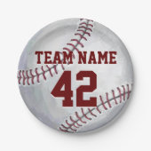 Assiettes En Carton Baseball avec nom et numéro (Devant)