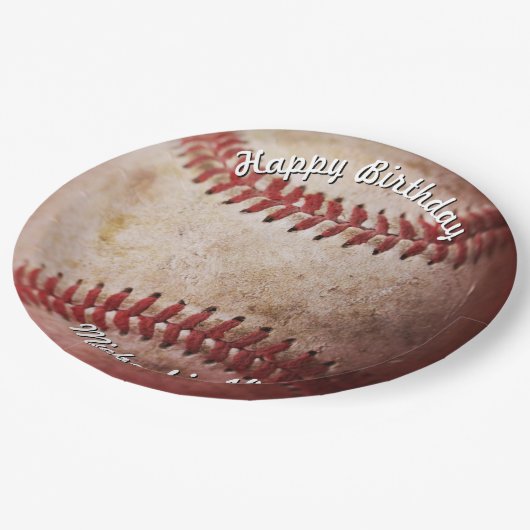 Assiettes En Carton Baseball d'anniversaire (Angle)