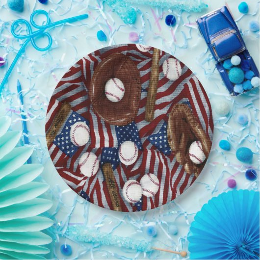 Assiettes En Carton Baseball Dans Les Plaques Papier Américaines (Fête)