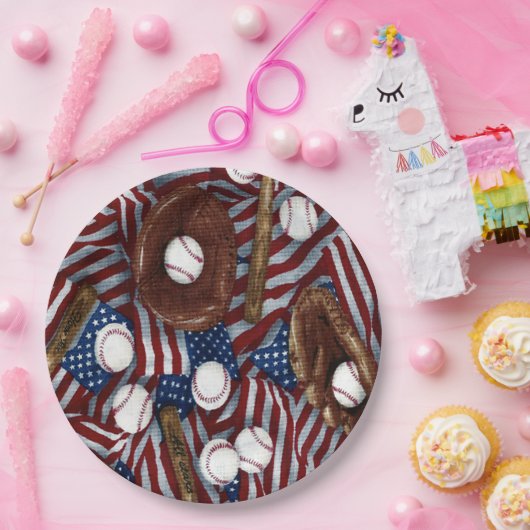 Assiettes En Carton Baseball Dans Les Plaques Papier Américaines (Fête)