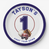 Assiettes En Carton Baseball First Year Down 1st Birthday (Devant)