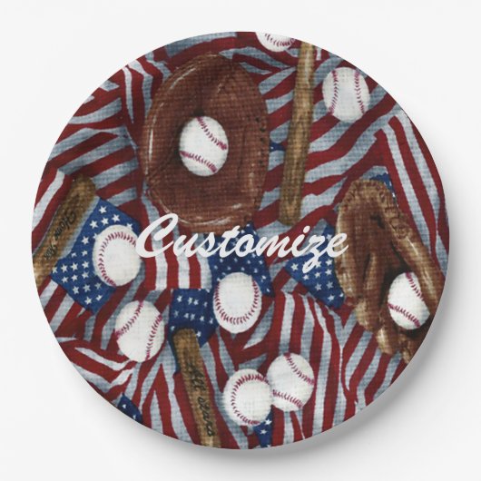 Assiettes En Carton Baseball Personnalisé Aux Etats-Unis (Devant)