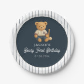 Assiettes En Carton Baseball Preppy Bear 1er anniversaire (Devant)