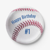 Assiettes En Carton Baseball Rouge Blanc et Bleu avec nom et âge (Devant)