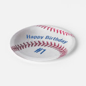 Assiettes En Carton Baseball Rouge Blanc et Bleu avec nom et âge (Angle)