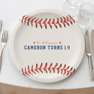 Assiettes En Carton Baseball Softball Sport 1ère fête d'anniversaire