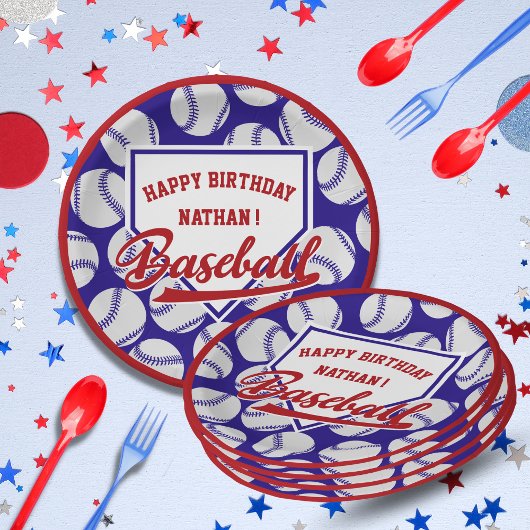 Assiettes En Carton Baseball Sport Thème Nom de la fête Plaque papier