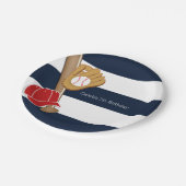Assiettes En Carton Baseball Sports Blue & White Stried Custom Party (Angle)
