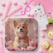 Assiettes En Carton Basenji avec Rose - Saint Valentin (Fête)