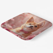 Assiettes En Carton Basenji avec Rose - Saint Valentin (Angulaire)
