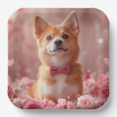 Assiettes En Carton Basenji avec Rose - Saint Valentin (Recto)