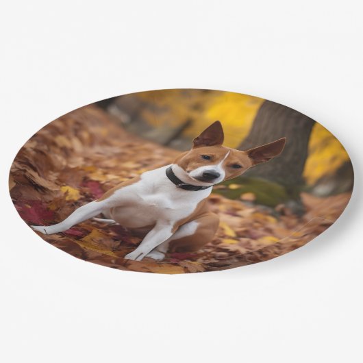 Assiettes En Carton Basenji en automne Feuilles automne Inspiration (Angle)