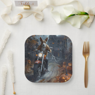 Assiettes En Carton Basenji équitation moto Halloween effrayant
