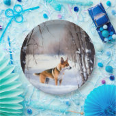 Assiettes En Carton Basenji Laisser neiger Noël (Fête)