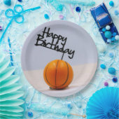 Assiettes En Carton Basket-ball avec joyeux anniversaire sur un arrièr (Fête)
