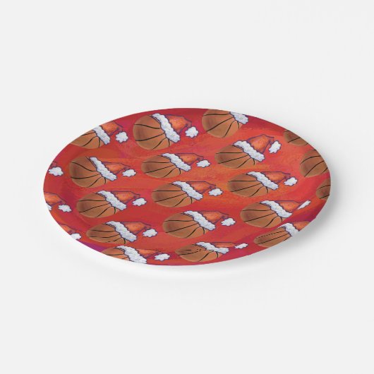 Assiettes En Carton Basket-ball en Motif de Santa Hat (Angle)