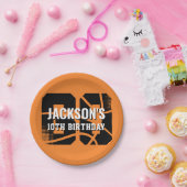 Assiettes En Carton Basket-ball Orange Noir fête d'anniversaire (Fête)