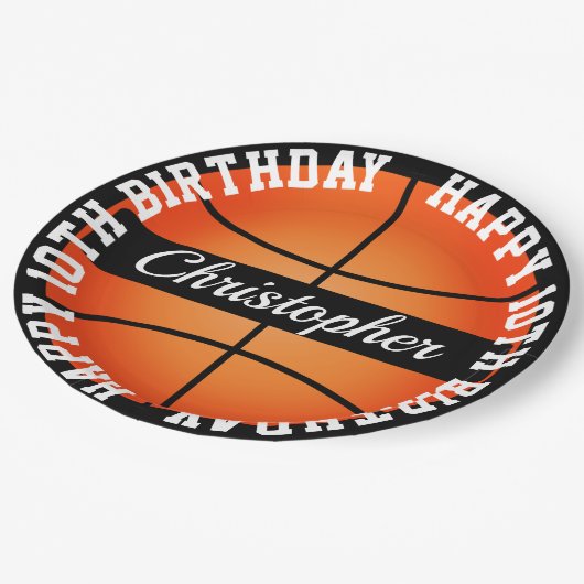 Assiettes En Carton Basket-ball Personnalisé Anniversaire (Angle)