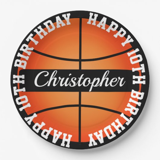 Assiettes En Carton Basket-ball Personnalisé Anniversaire (Devant)