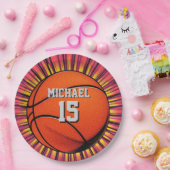 Assiettes En Carton Basket-ball Votre nom Pop Art (Fête)