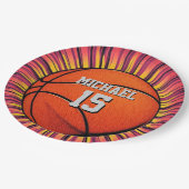 Assiettes En Carton Basket-ball Votre nom Pop Art (Angle)