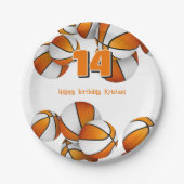 Assiettes En Carton basket blanc orange filles fête d'anniversaire (Devant)