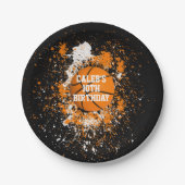 Assiettes En Carton Basketball Grunge Paint Splatz orange Noir (Devant)