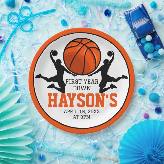 Assiettes En Carton Basketball première année bas 1er anniversaire (Fête)