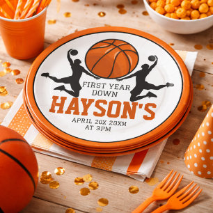 Assiettes En Carton Basketball Première Année Down 1er Anniversaire