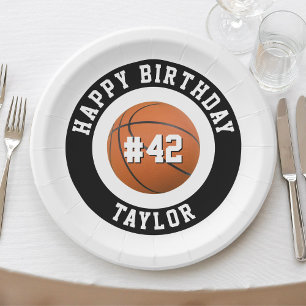 Assiettes En Carton Basketball Sport Équipe Joueur Nom Joyeux Annivers