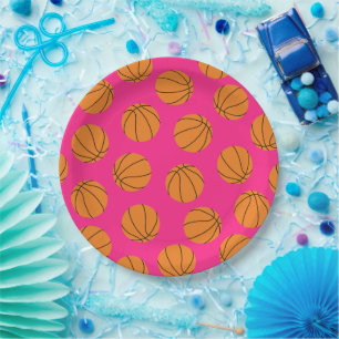 Assiettes En Carton Basketball Sports Anniversaire fête rose